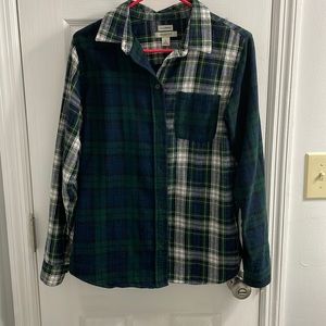 Colorblock Scottish Check Flannel Shirt